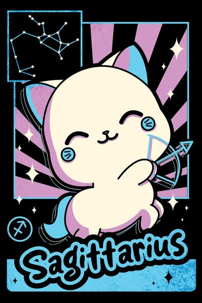 Kawaii Zodiac Sign Sagittarius by Donnie Art metal wall art