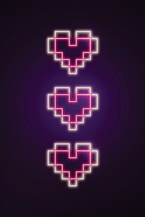 Neon Pixel Hearts