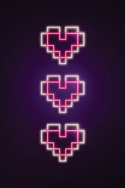 Neon Pixel Hearts