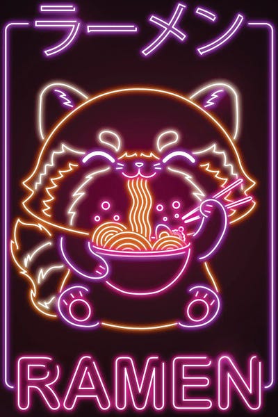 Donnie Art: Neon Red Panda by Donnie Art