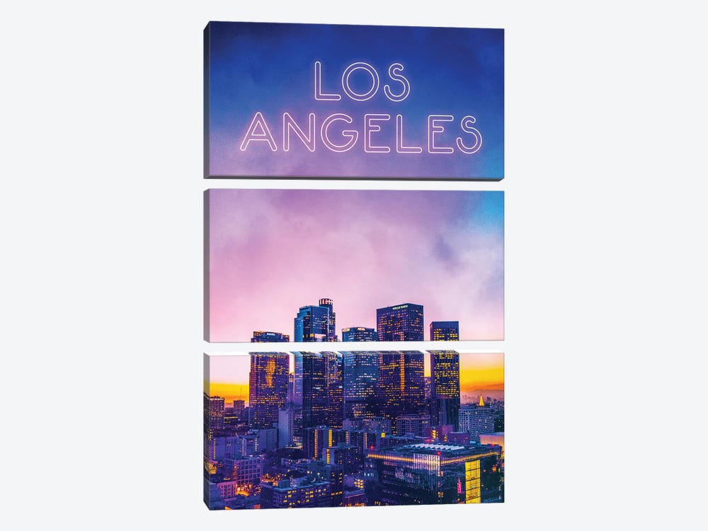 Sunset Time In LA by Donnie Art 3-piece Canvas Art