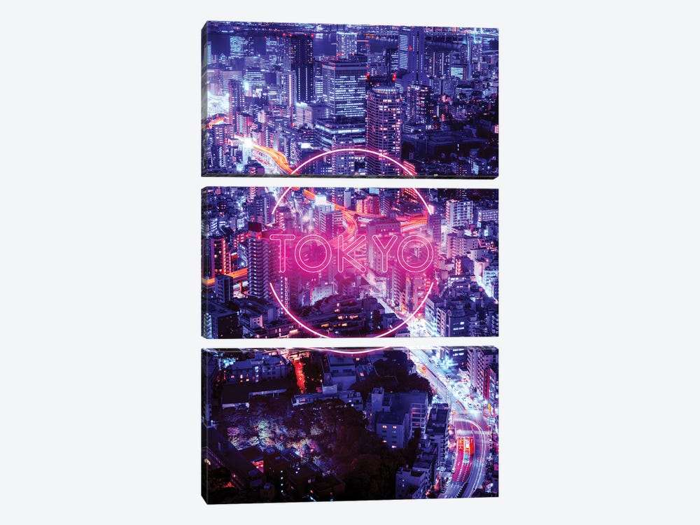 Tokyo By Night by Donnie Art 3-piece Canvas Print