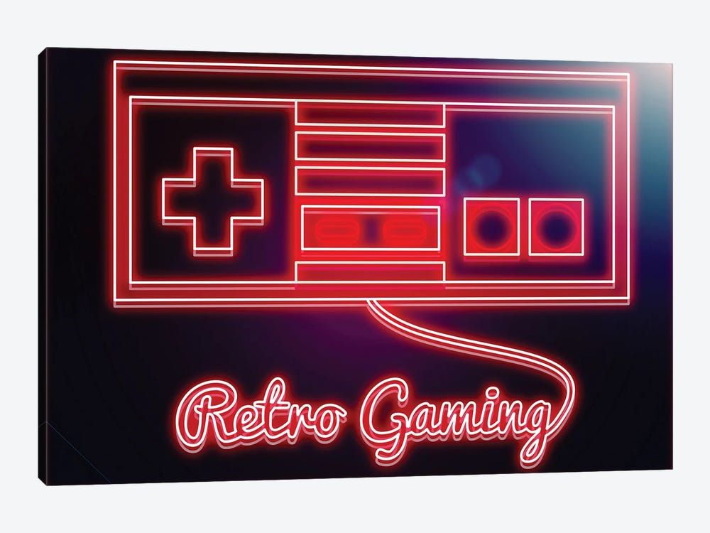 Neon Retro Gamer by Donnie Art 1-piece Canvas Art Print