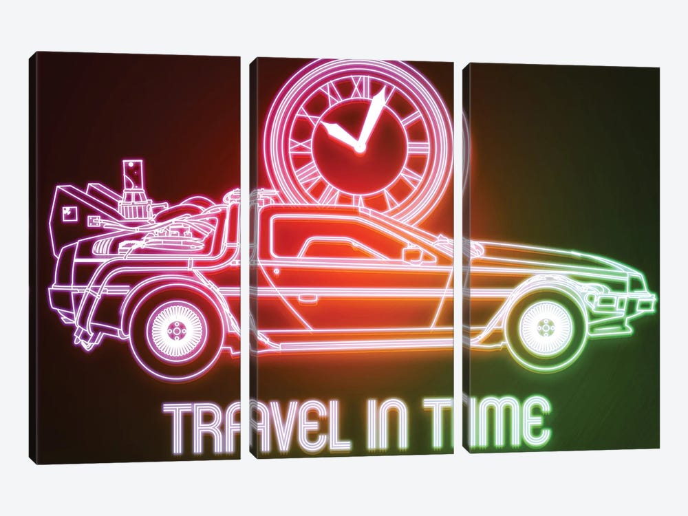 Neon Travel In Time by Donnie Art 3-piece Canvas Print