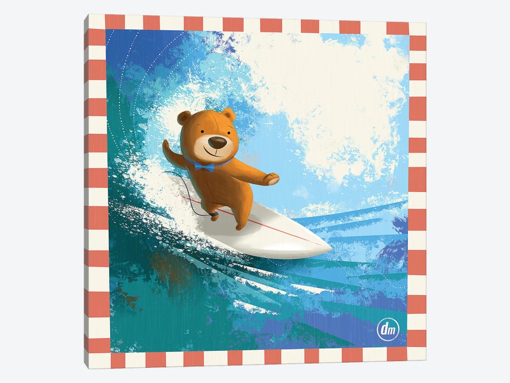 Surfing Teddy by Dean MacAdam 1-piece Canvas Art