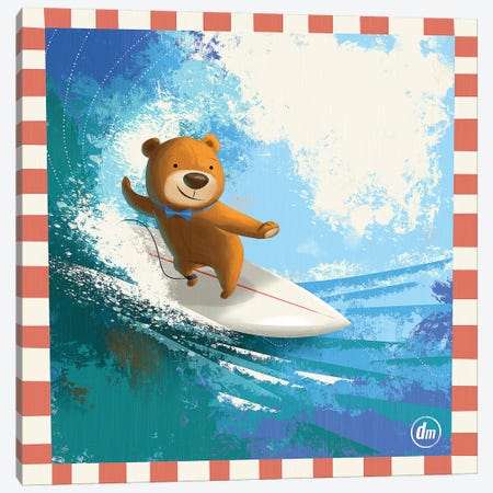 Surfing Teddy Canvas Print #DNM21} by Dean MacAdam Canvas Print