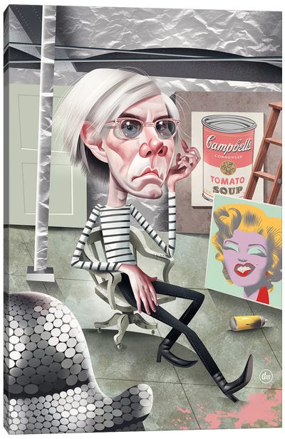 Andy Warhol Canvas Art Print - Caricature Art