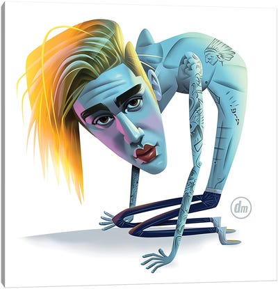 Bieber Canvas Art Print - Caricature Art