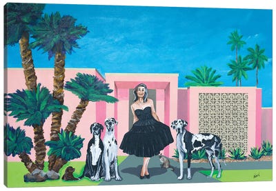 Georgia In Her Little Black Dress Canvas Art Print - Party Animals
