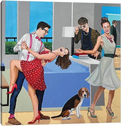 Dancing With David Canvas Art Print - Beagle Art