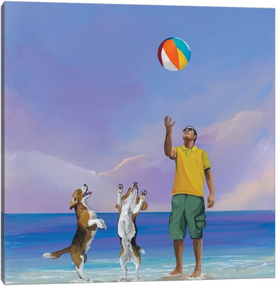 Beach Ball Canvas Art Print - Beagle Art