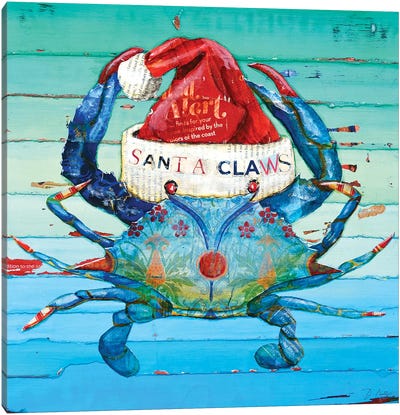 Santa Claws Canvas Art Print - Coastal Christmas Décor