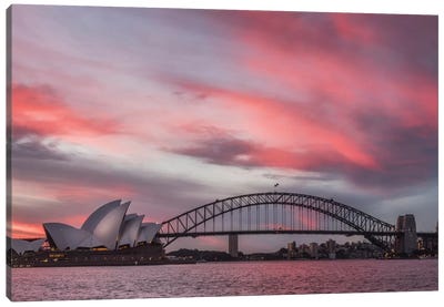 Fire In The Harbor Canvas Art Print - New South Wales