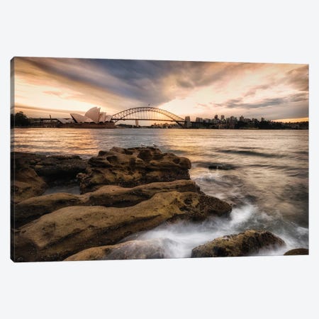 Sydney In Gold And Blue Canvas Print #DNY87} by Danny Head Canvas Artwork