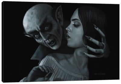 Nosferatu Canvas Art Print - Black & White Pop Culture Art