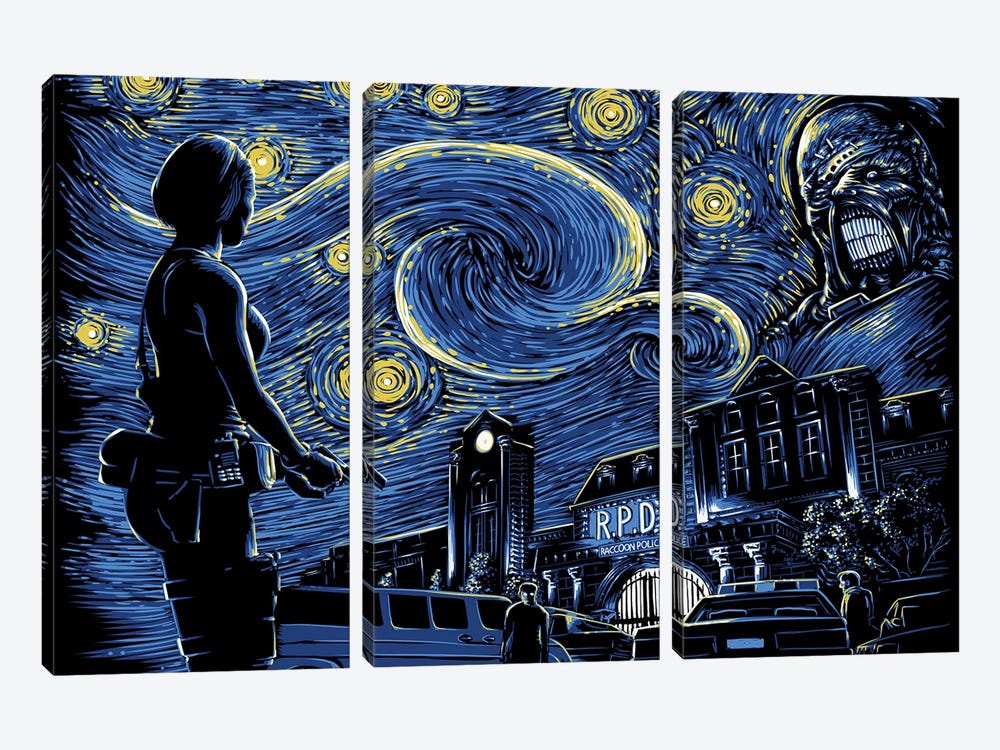 Starry Evil by Denis Orio Ibañez 3-piece Canvas Print
