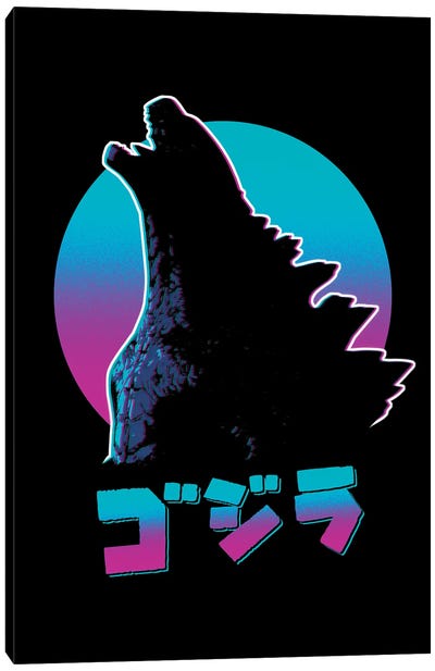 Retro King Canvas Art Print - Godzilla