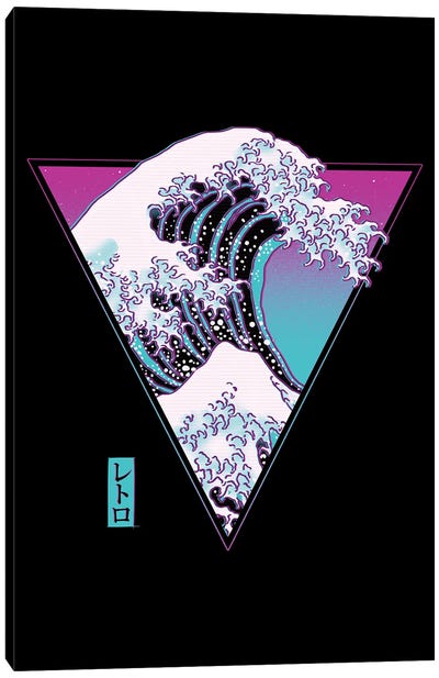 The Great Synthwave Canvas Art Print - The Great Wave Reimagined