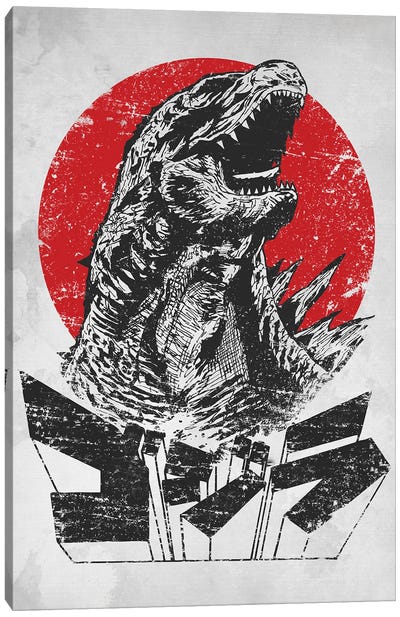 The King Will Rise Canvas Art Print - Godzilla