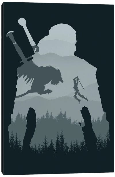 Wild Silhouette Canvas Art Print - The Witcher