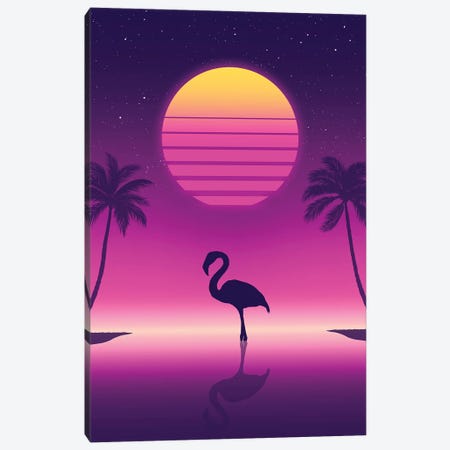 Sunset Flamingo Canvas Print #DOI165} by Denis Orio Ibañez Canvas Art