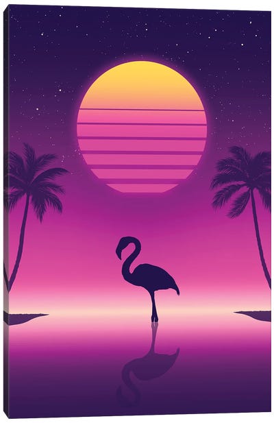 Sunset Flamingo Canvas Art Print - Denis Orio Ibanez