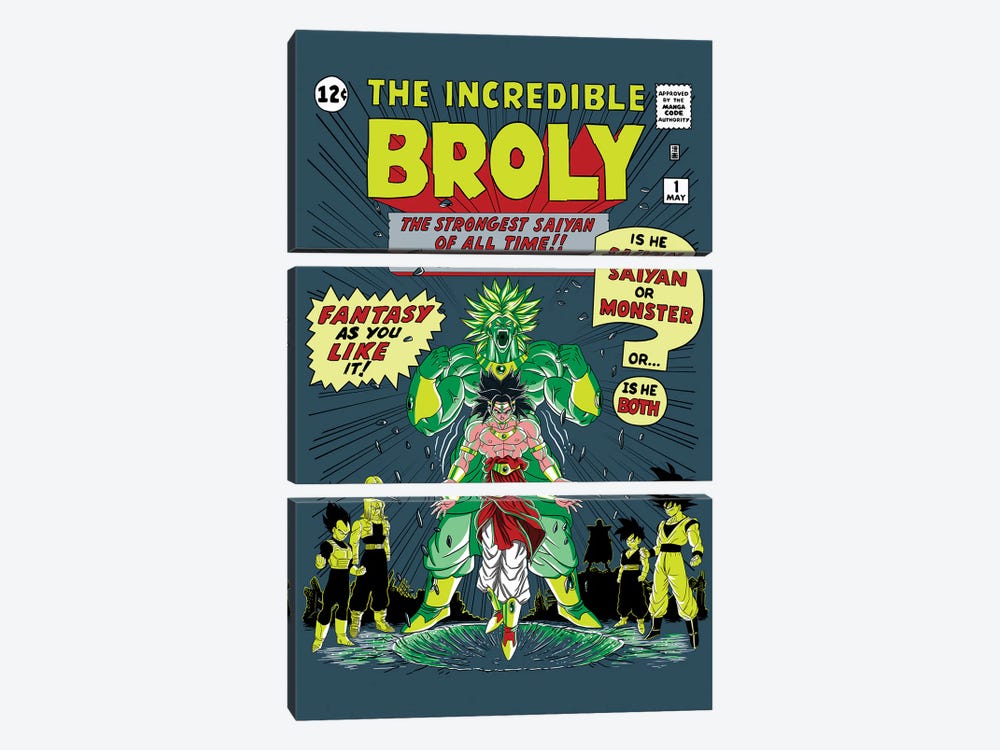 The Incredible Broly by Denis Orio Ibañez 3-piece Canvas Wall Art