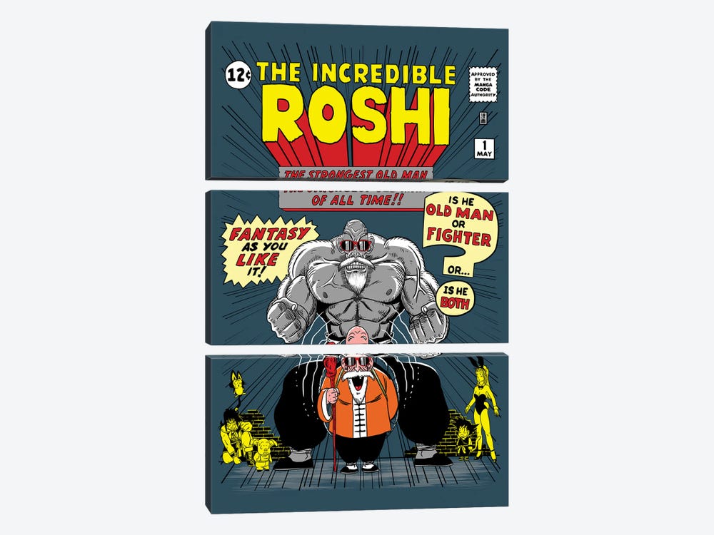 The Incredible Roshi by Denis Orio Ibañez 3-piece Canvas Art Print