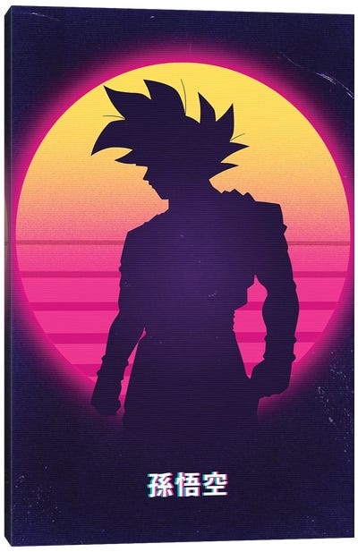 Goku In Retro Canvas Art Print - Denis Orio Ibanez