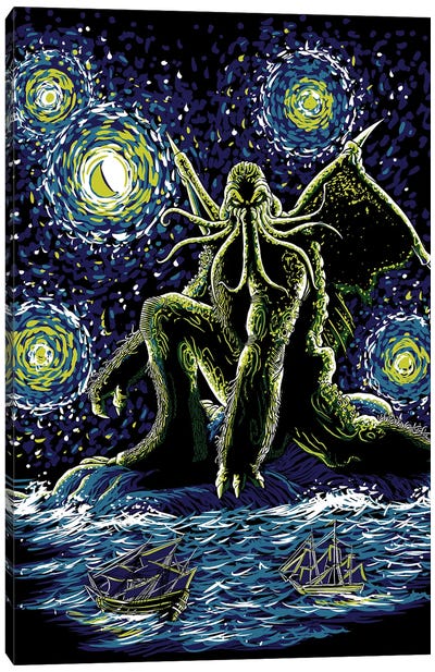 Night Of Cthulhu Canvas Art Print - Starry Night Collection