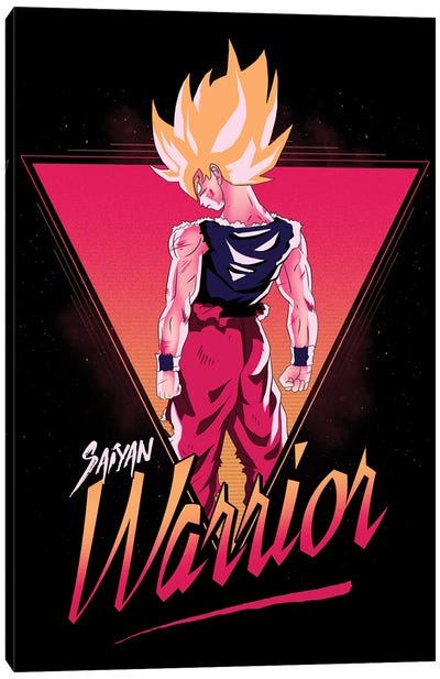 Retro Warrior Canvas Art Print - Dragon Ball Z