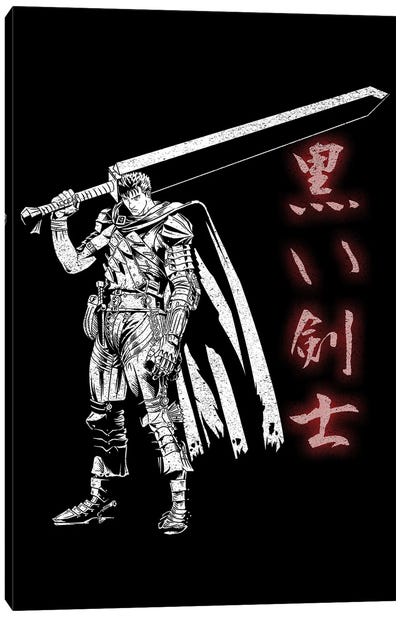 The Black Swordsman Canvas Art Print - Anime Art