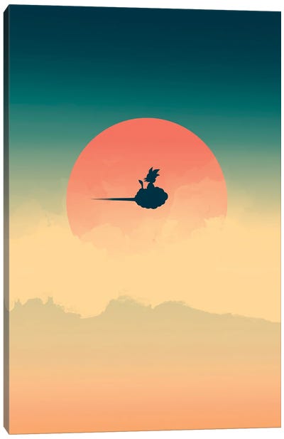 Hero In The Sky Canvas Art Print - Kid Goku