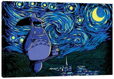 Starry Neighbor Canvas Art Print - Totoro