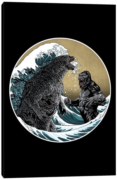 The Great Titans Canvas Art Print - Godzilla