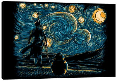 Starry Desert Canvas Art Print - Action & Adventure Movie Art