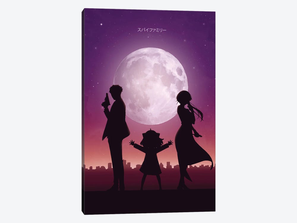 Family Under The Moon by Denis Orio Ibañez 1-piece Canvas Print