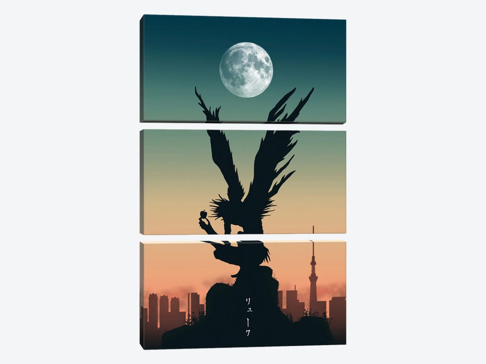 Shinigami Under The Moon by Denis Orio Ibañez 3-piece Canvas Wall Art