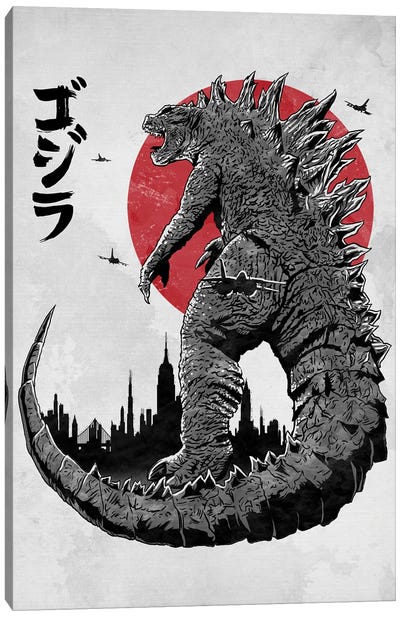 King Under The Sun Canvas Art Print - Godzilla