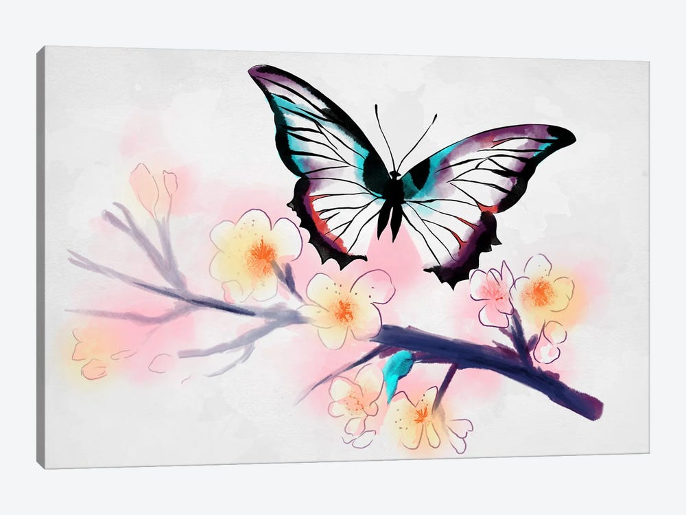 Watercolor Butterfly by Denis Orio Ibañez 1-piece Canvas Artwork