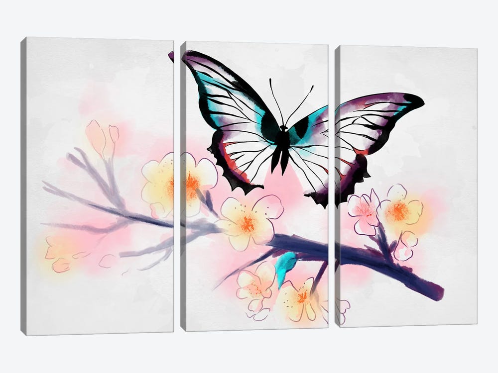 Watercolor Butterfly by Denis Orio Ibañez 3-piece Canvas Artwork