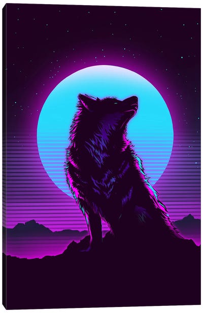 Retro Wolf Canvas Art Print - Denis Orio Ibanez