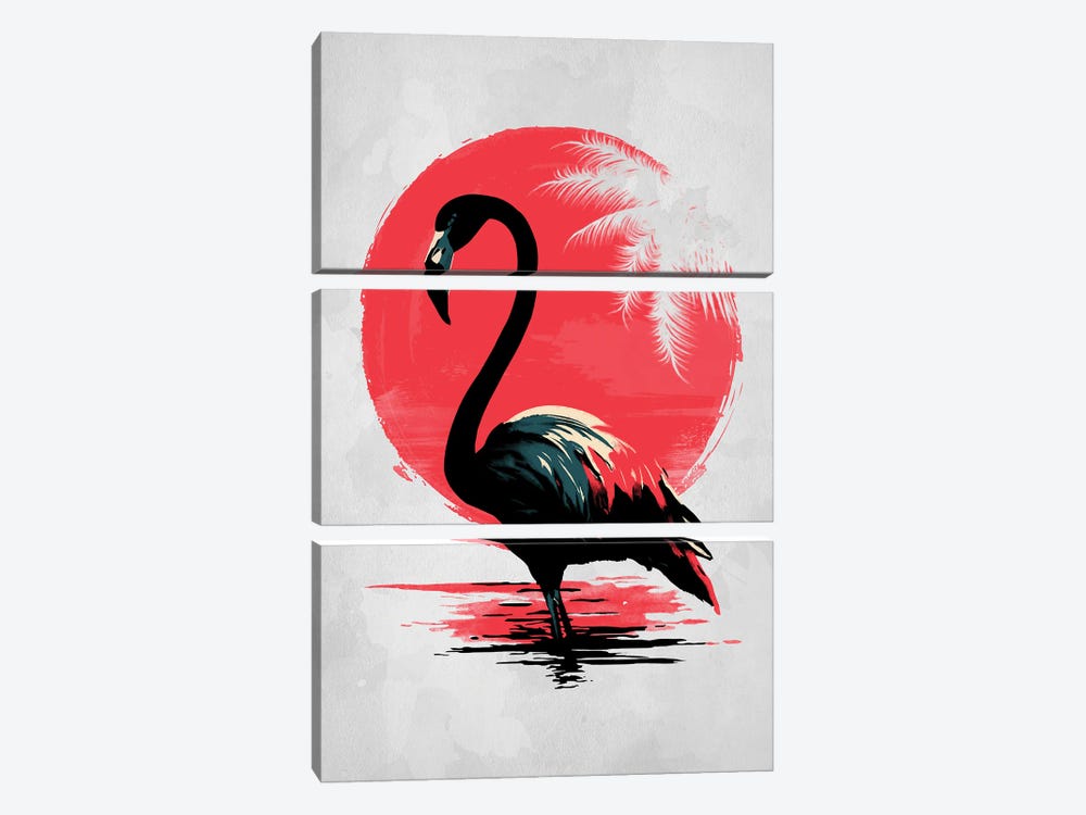 Flamingo Under The Sun by Denis Orio Ibañez 3-piece Canvas Art Print