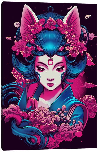 Fox Girl Fantasy Canvas Art Print - Geisha