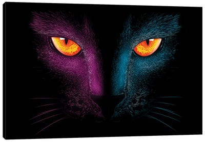 Neon Cat Canvas Art Print - Cougars
