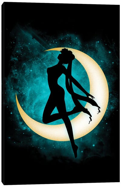 Silhouette Under The Moon Canvas Art Print - Anime Art