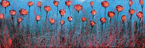 Donatella Marraoni: Blu And Poppies by Donatella Marraoni
