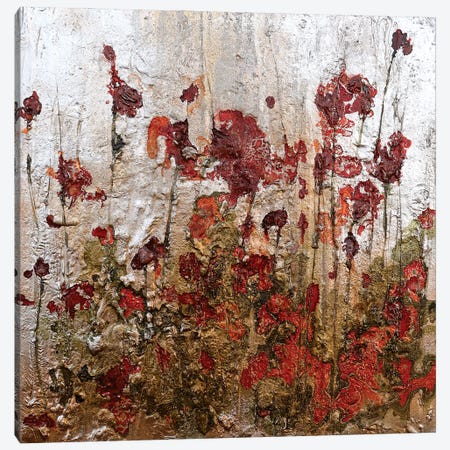 Silver Gold And Poppies Canvas Print #DOM166} by Donatella Marraoni Canvas Print