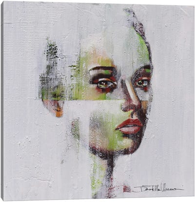 Portrait In Green Canvas Art Print - Donatella Marraoni
