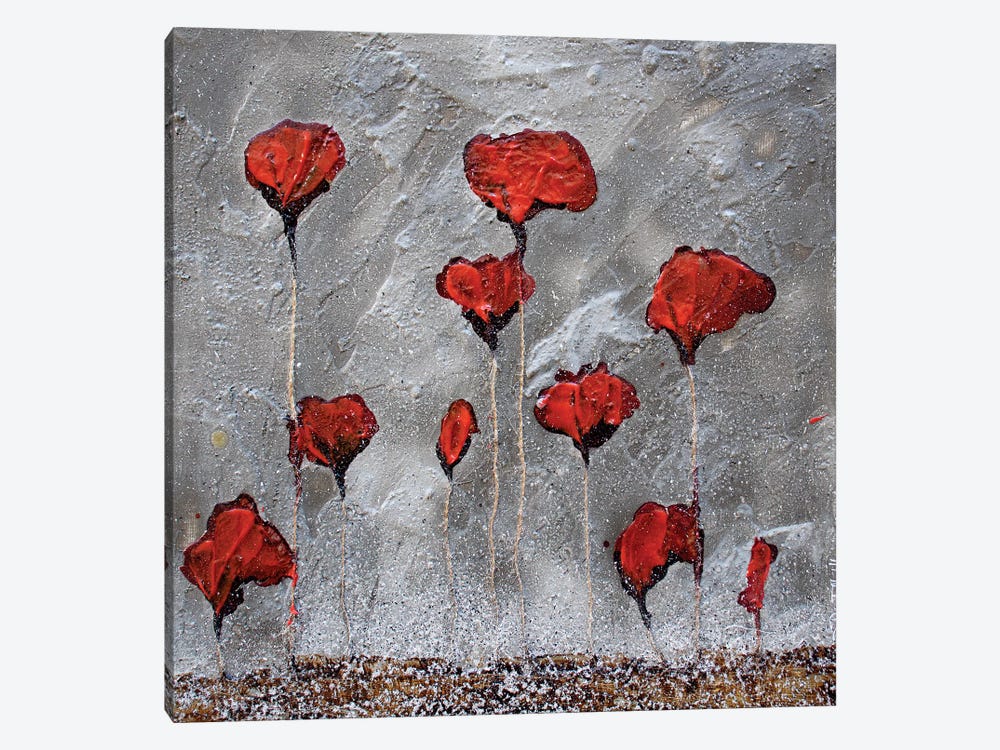 Poppies On Cardoard Canvas by Donatella Marraoni 1-piece Canvas Wall Art